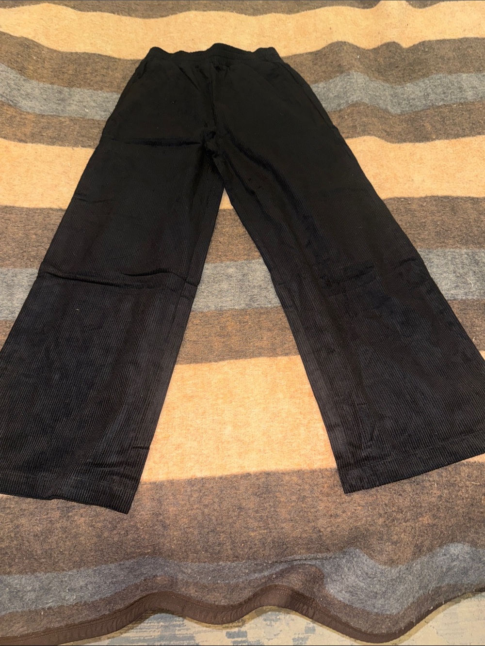Double Zero Black Wide-Leg Corduroy Pants
